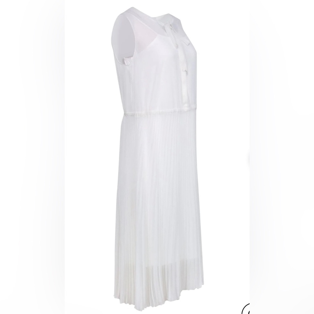 AKRIS PUNTO ivory sleeveless pleated mini dress sz 12